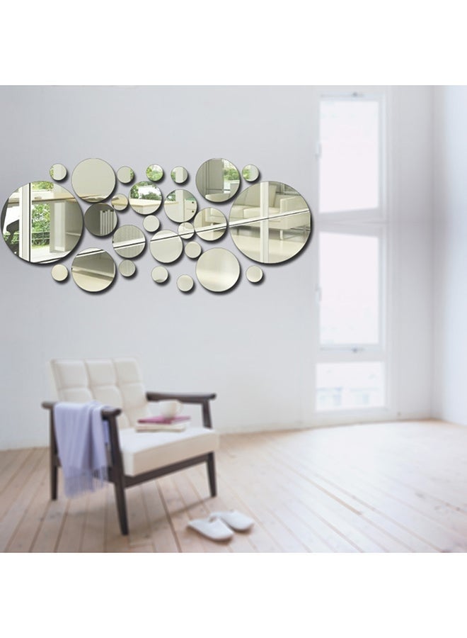 26-Piece Easy To Paste Removable And Install DIY Polka Dot Wall Mirror Stickers Silver - Image 4